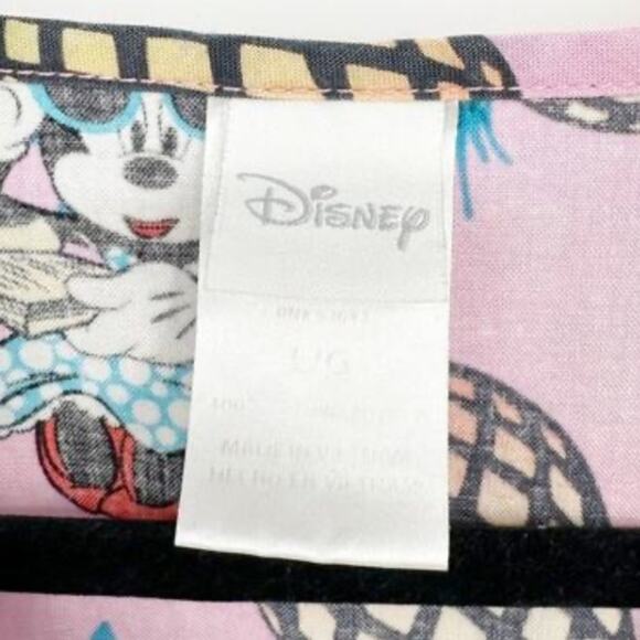 Disney Womens Minnie Mouse Scrub Top Pink Pineapple V Neck Short Sleeve Large - Picture 7 of 9